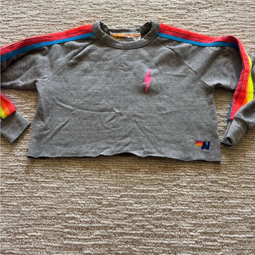 Aviator Nation Gray and Red Retro Sweatshirt